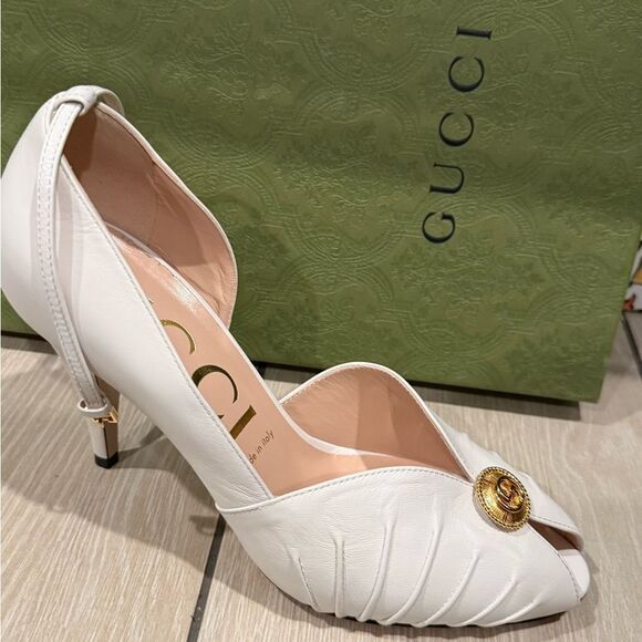 New with box Gucci Rose Peep Toe heels size 39.5 - Picture 4 of 9